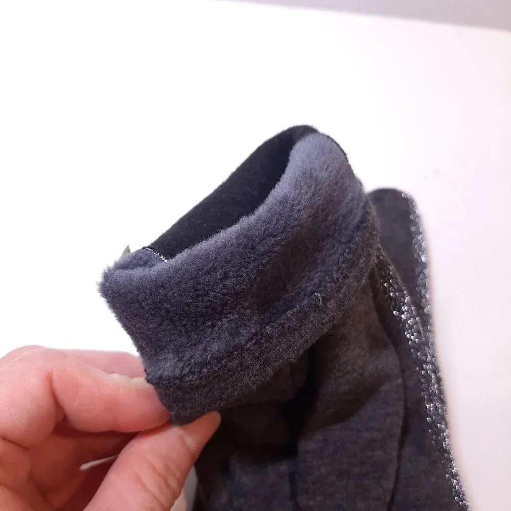 Metallic Touch Screen Gloves Womens One Size Gray Silver Faux Fur Lined